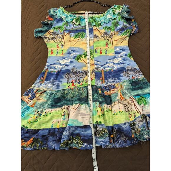Women's short sleeve tropical print tiered dress by Magic of the Moon size M - Picture 7 of 8